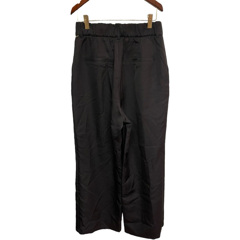 LULUMARI Dress Pants Wide Leg Satiny Black Comfy Dress Edgy Urban Relaxed Medium